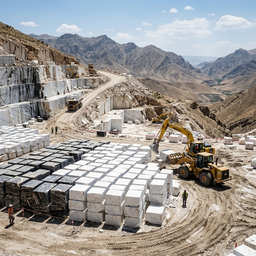 Herat Afghanistan Quarry Raw White Marble Block Extraction